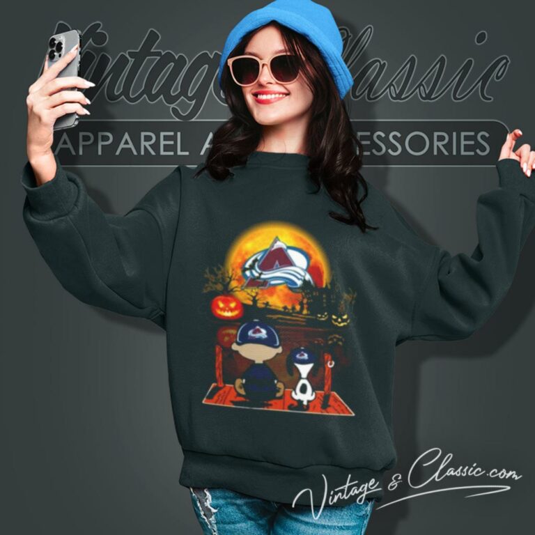 Snoopy And Charlie Brown Pumpkin Colorado Avalanche Halloween Moon Sweatshirt Snoopy And Charlie Brown Pumpkin Colorado Avalanche Halloween Moon Sweatshirt