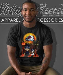 Snoopy And Charlie Brown Pumpkin Colorado Avalanche Halloween Moon T Shirt