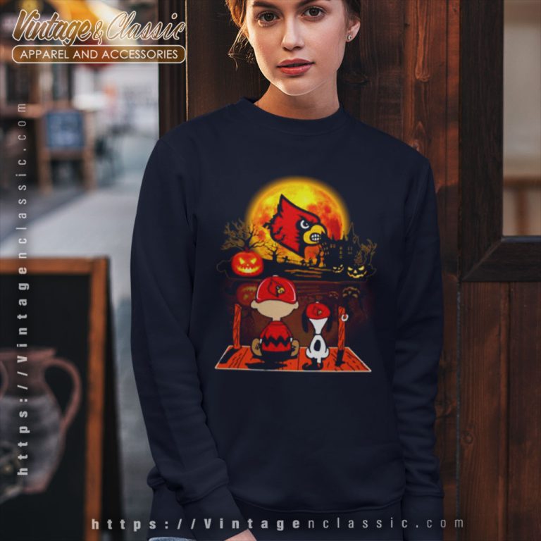Snoopy And Charlie Brown Pumpkin Louisville Cardinals Halloween Moon Sweatshirt Snoopy And Charlie Brown Pumpkin Louisville Cardinals Halloween Moon Sweatshirt