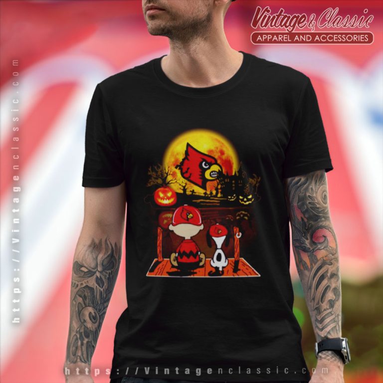 Snoopy And Charlie Brown Pumpkin Louisville Cardinals Halloween Moon T Shirt Snoopy And Charlie Brown Pumpkin Louisville Cardinals Halloween Moon T Shirt