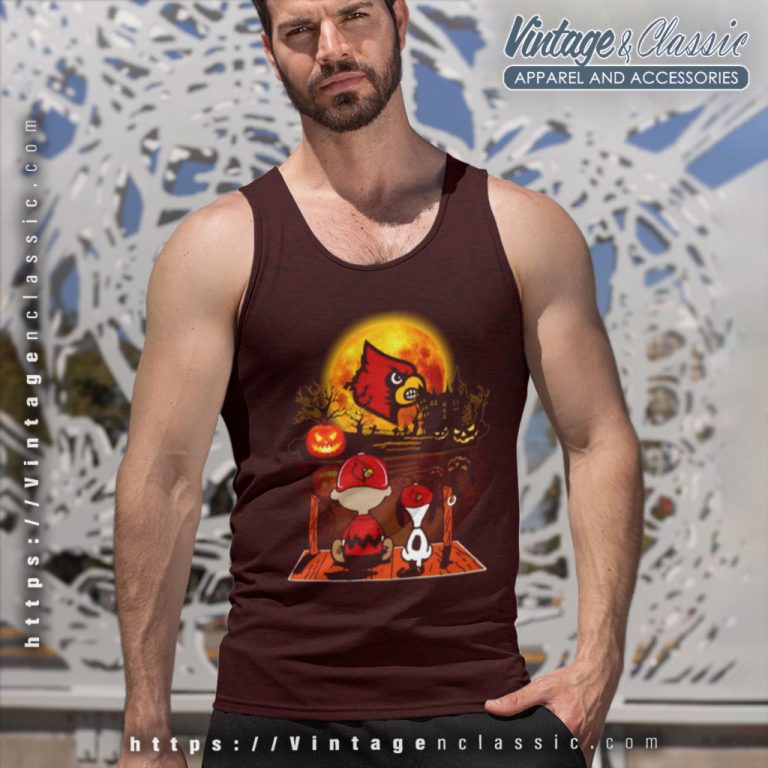 Snoopy And Charlie Brown Pumpkin Louisville Cardinals Halloween Moon Tank Top Racerback Snoopy And Charlie Brown Pumpkin Louisville Cardinals Halloween Moon Tank Top Racerback