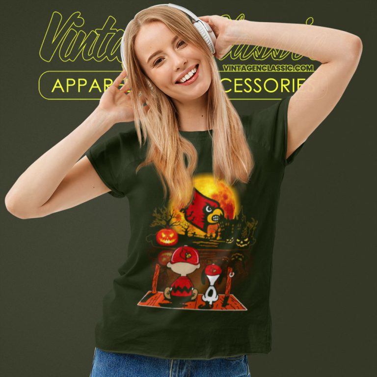 Snoopy And Charlie Brown Pumpkin Louisville Cardinals Halloween Moon Women T Shirt Snoopy And Charlie Brown Pumpkin Louisville Cardinals Halloween Moon Women T Shirt
