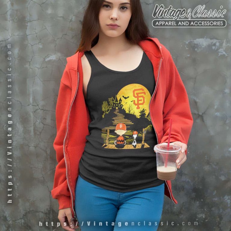 Snoopy And Charlie Brown Sit Under Moon San Francisco Giants Halloween Tank Top Racerback Snoopy And Charlie Brown Sit Under Moon San Francisco Giants Halloween Tank Top Racerback