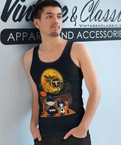 Snoopy And Charlie Brown Tennessee Titans Sitting Under Moon Halloween Tank Top Racerback