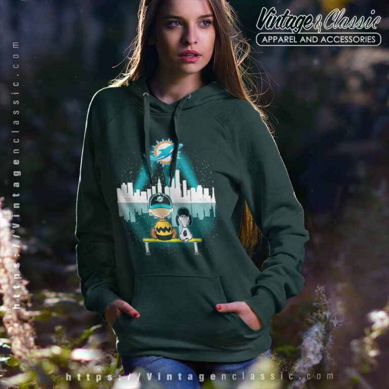 Snoopy And Charlie Brown Watching City Miami Dolphins Hoodie Snoopy And Charlie Brown Watching City Miami Dolphins Hoodie