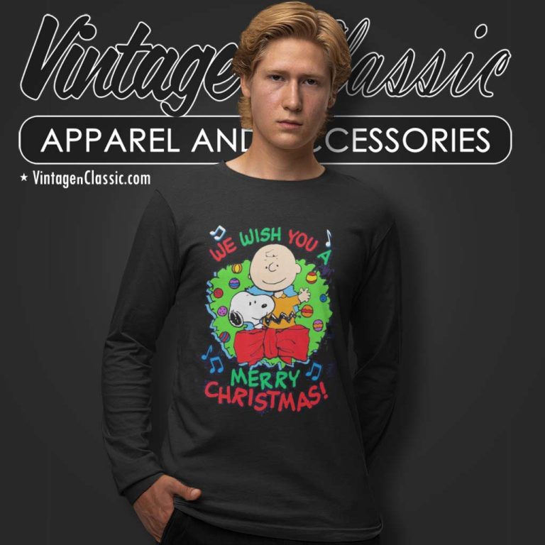 Snoopy And Charlie Brown We Wish You A Merry Christmas Long Sleeve Tee 1 Snoopy And Charlie Brown We Wish You A Merry Christmas Long Sleeve Tee 1
