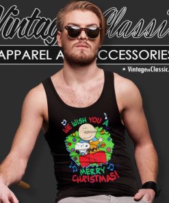 Snoopy And Charlie Brown We Wish You A Merry Christmas Shirt 4 Snoopy And Charlie Brown We Wish You A Merry Christmas Tank Top Racerback 1