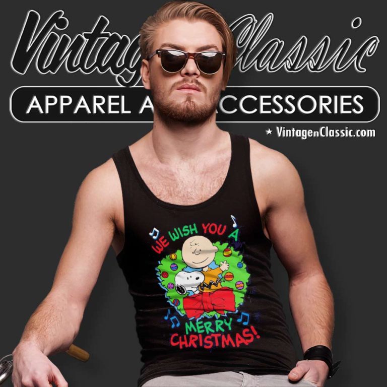 Snoopy And Charlie Brown We Wish You A Merry Christmas Tank Top Racerback 1 Snoopy And Charlie Brown We Wish You A Merry Christmas Tank Top Racerback 1