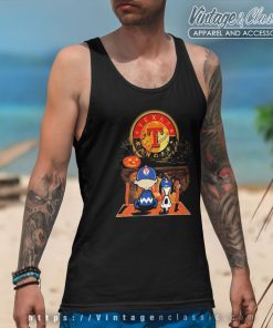 Snoopy And Charlie Browns Watching Texas Rangers Halloween Tank Top Racerback