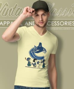 Snoopy And Friend Playing Vancouver Canucks V Neck TShirt