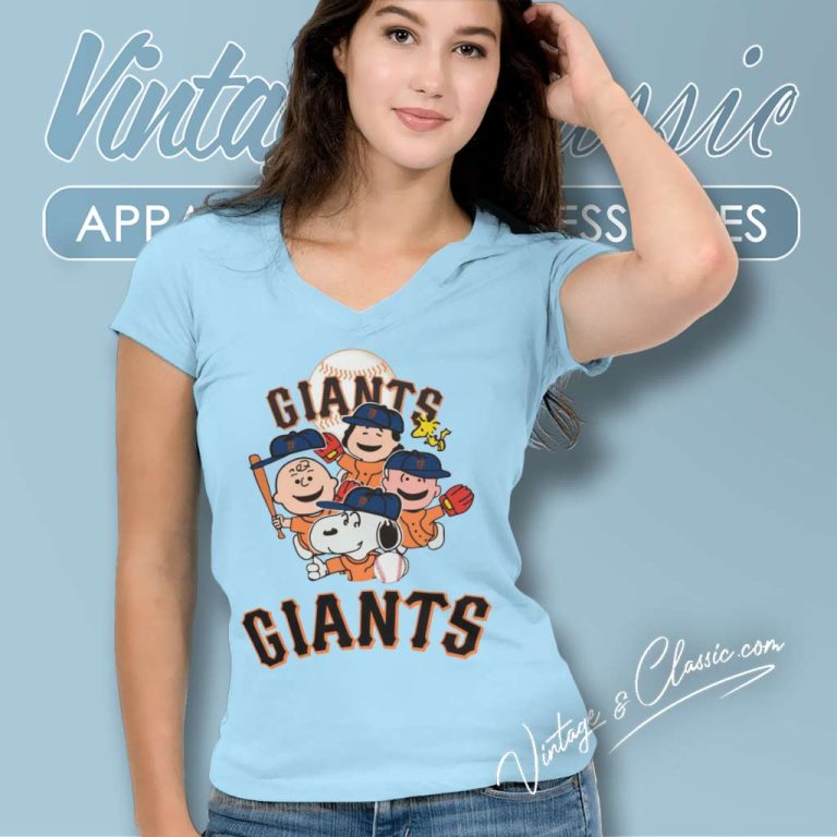 Snoopy And Friend San Francisco Giants V Neck TShirt Snoopy And Friend San Francisco Giants V Neck TShirt