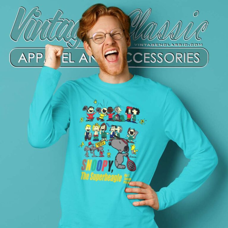 Snoopy And Friends Tennis 90s Long Sleeve Tee Snoopy And Friends Tennis 90s Long Sleeve Tee