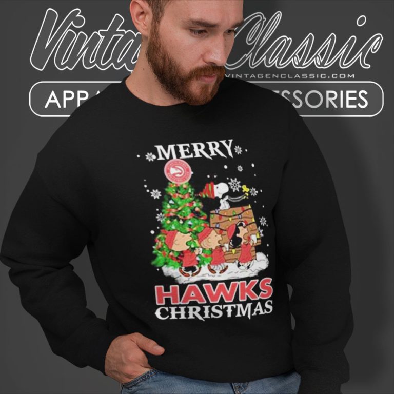 Snoopy And Friends Atlanta Hawks Merry Christmas Sweatshirt Snoopy And Friends Atlanta Hawks Merry Christmas Sweatshirt