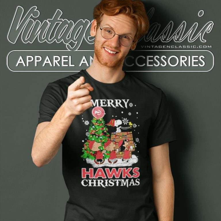 Snoopy And Friends Atlanta Hawks Merry Christmas T Shirt Snoopy And Friends Atlanta Hawks Merry Christmas T Shirt