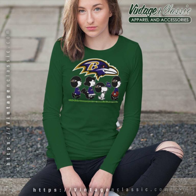 Snoopy And Friends Baltimore Ravens Football Long Sleeve Tee Snoopy And Friends Baltimore Ravens Football Long Sleeve Tee
