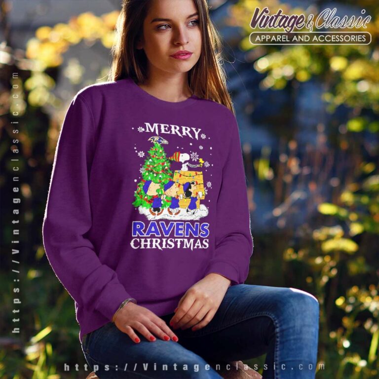 Snoopy And Friends Baltimore Ravens Merry Christmas Sweatshirt Snoopy And Friends Baltimore Ravens Merry Christmas Sweatshirt