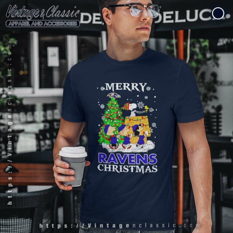 Snoopy And Friends Baltimore Ravens Merry Christmas T Shirt Snoopy And Friends Baltimore Ravens Merry Christmas T Shirt