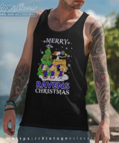 Snoopy And Friends Baltimore Ravens Merry Christmas Tank Top Racerback