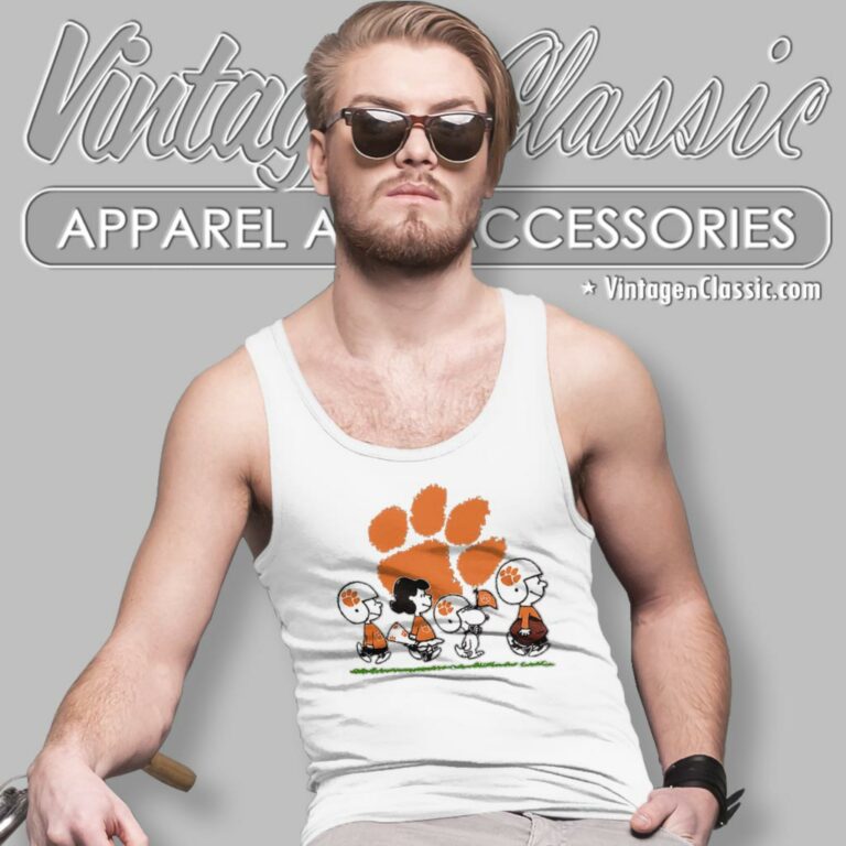 Snoopy And Friends Cheer For The Clemson Tigers Tank Top Racerback Snoopy And Friends Cheer For The Clemson Tigers Tank Top Racerback
