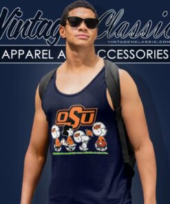 Snoopy And Friends Cheer For The Oklahoma State Cowboys Ncaa Tank Top Racerback