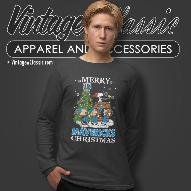 Snoopy And Friends Dallas Mavericks Merry Christmas Long Sleeve Tee Snoopy And Friends Dallas Mavericks Merry Christmas Long Sleeve Tee