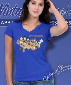 Snoopy And Friends Happy Thanksgiving V Neck TShirt