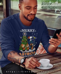 Snoopy And Friends Houston Astros Merry Christmas Sweatshirt