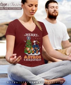 Snoopy And Friends Houston Astros Merry Christmas V Neck TShirt