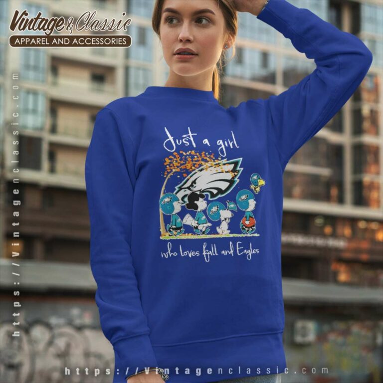 Snoopy And Friends Just A Girl Who Love Fall And Philadelphia Eagles 2023 Sweatshirt Snoopy And Friends Just A Girl Who Love Fall And Philadelphia Eagles 2023 Sweatshirt