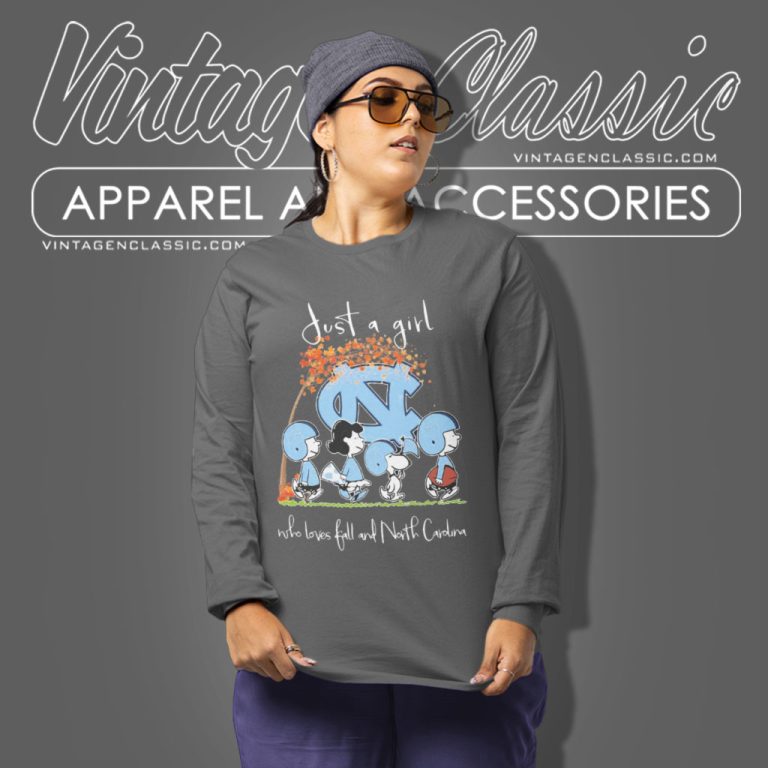 Snoopy And Friends Just A Girl Who Loves Ball And North Carolina Tar Heels Long Sleeve Tee Snoopy And Friends Just A Girl Who Loves Ball And North Carolina Tar Heels Long Sleeve Tee