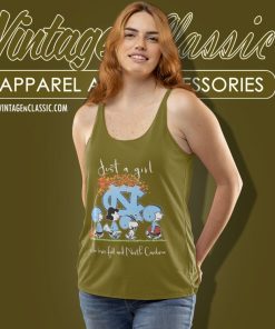 Snoopy And Friends Just A Girl Who Loves Ball And North Carolina Tar Heels Tank Top Racerback