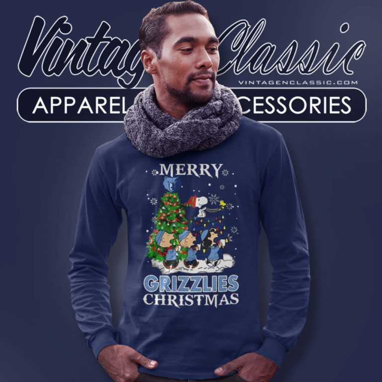 Snoopy And Friends Memphis Grizzlies Merry Christmas Long Sleeve Tee Snoopy And Friends Memphis Grizzlies Merry Christmas Long Sleeve Tee