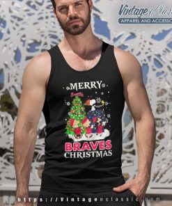 Snoopy And Friends Merry Atlanta Braves Christmas Tank Top Racerback