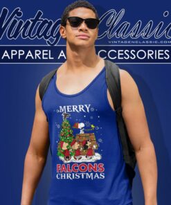 Snoopy And Friends Merry Atlanta Falcons Christmas Tank Top Racerback