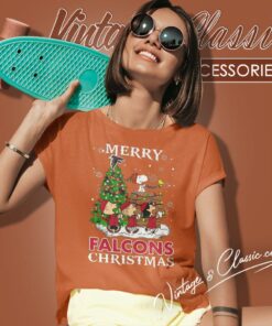Snoopy And Friends Merry Atlanta Falcons Christmas Women T Shirt