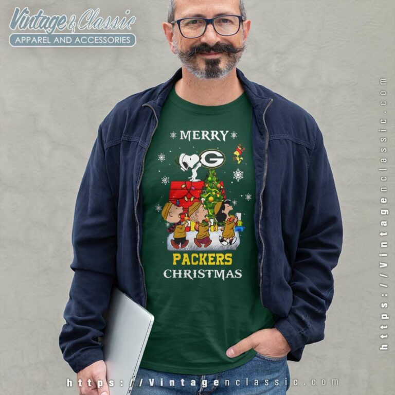 Snoopy And Friends Merry Christmas Green Bay Packers Long Sleeve Tee Snoopy And Friends Merry Christmas Green Bay Packers Long Sleeve Tee