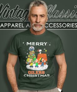 Snoopy And Friends Merry Edmonton Oilers Christmas T Shirt