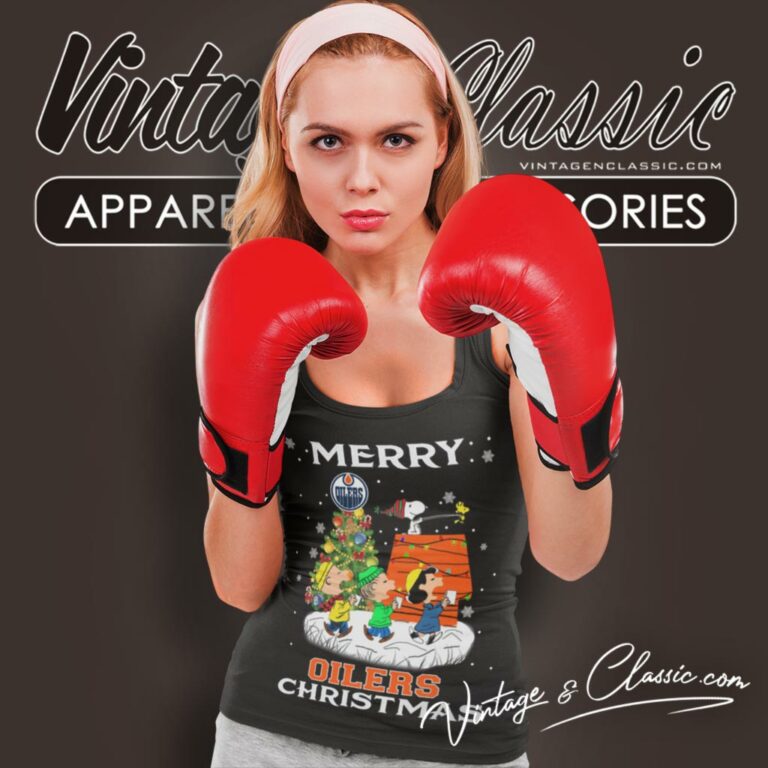 Snoopy And Friends Merry Edmonton Oilers Christmas Tank Top Racerback Snoopy And Friends Merry Edmonton Oilers Christmas Tank Top Racerback