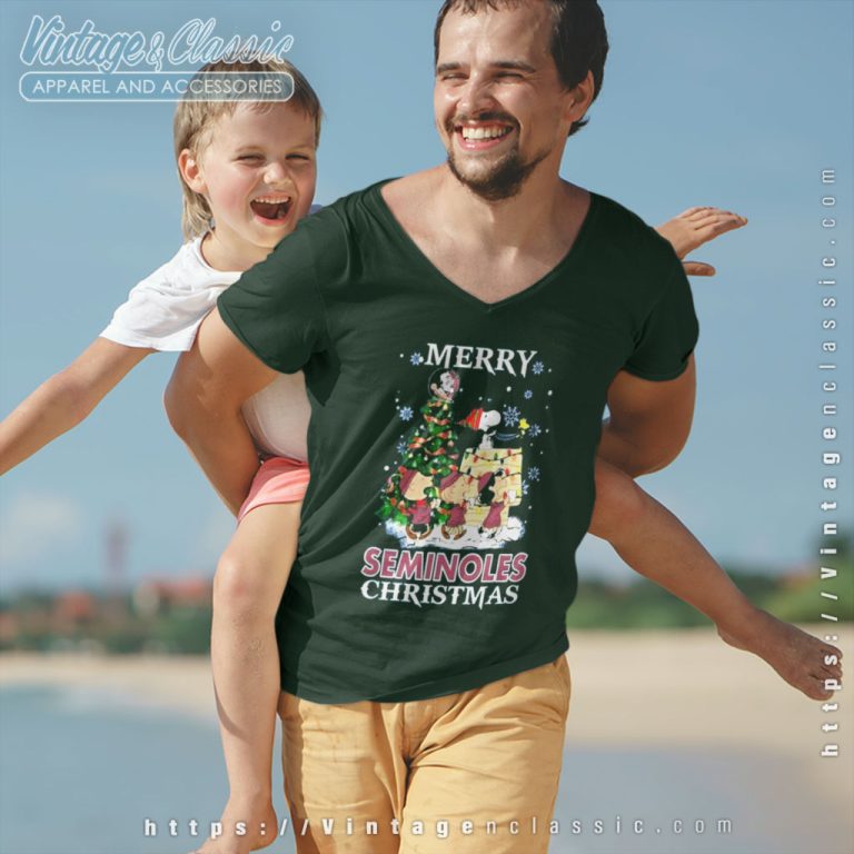Snoopy And Friends Merry Florida State Seminoles Christmas V Neck TShirt Snoopy And Friends Merry Florida State Seminoles Christmas V Neck TShirt