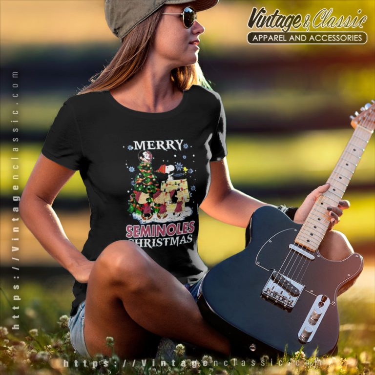 Snoopy And Friends Merry Florida State Seminoles Christmas Women T Shirt Snoopy And Friends Merry Florida State Seminoles Christmas Women T Shirt