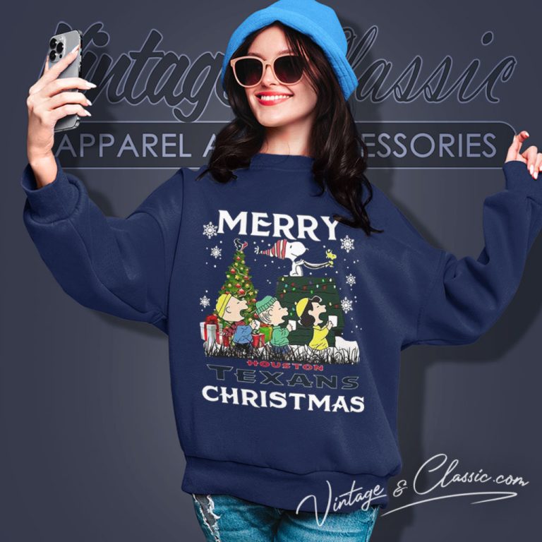 Snoopy And Friends Merry Houston Texans Christmas Sweatshirt Snoopy And Friends Merry Houston Texans Christmas Sweatshirt