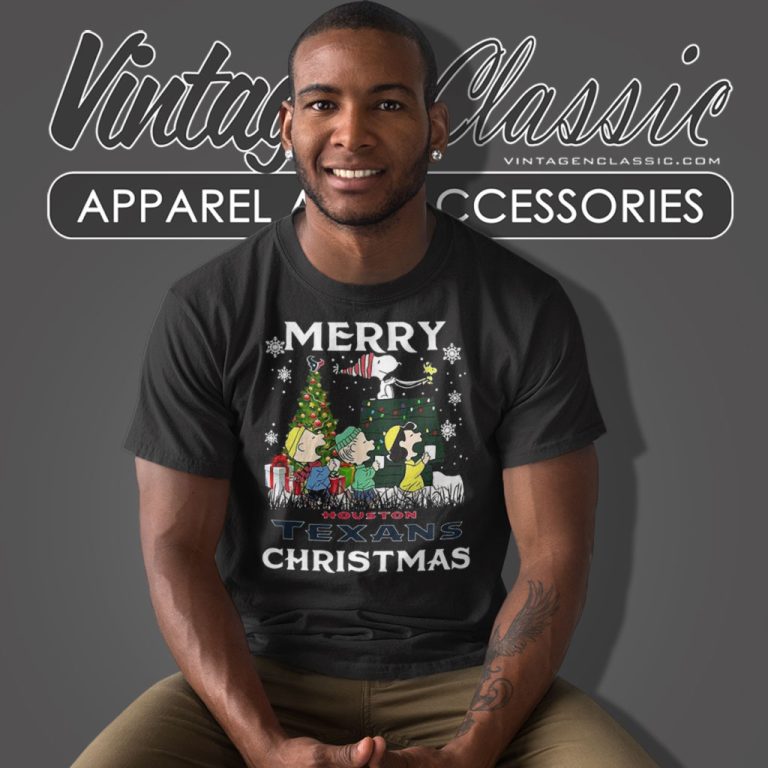 Snoopy And Friends Merry Houston Texans Christmas T Shirt Snoopy And Friends Merry Houston Texans Christmas T Shirt