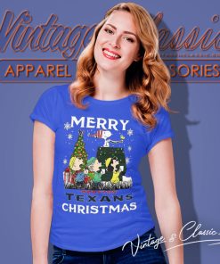 Snoopy And Friends Merry Houston Texans Christmas Women T Shirt
