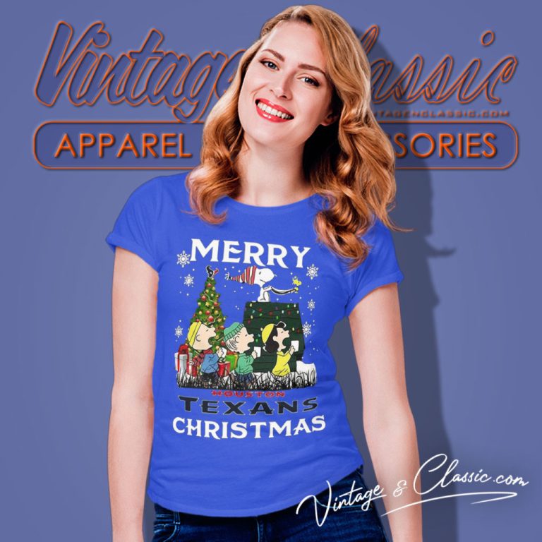 Snoopy And Friends Merry Houston Texans Christmas Women T Shirt Snoopy And Friends Merry Houston Texans Christmas Women T Shirt