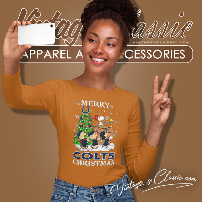 Snoopy And Friends Merry Indianapolis Colts Christmas Long Sleeve Tee Snoopy And Friends Merry Indianapolis Colts Christmas Long Sleeve Tee