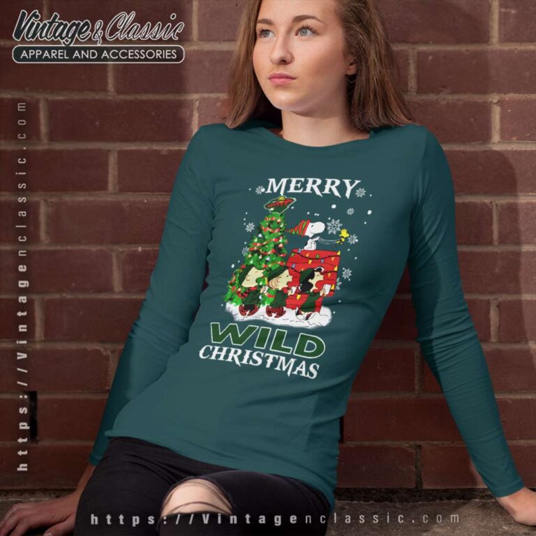 Snoopy And Friends Merry Minnesota Wild Christmas Long Sleeve Tee Snoopy And Friends Merry Minnesota Wild Christmas Long Sleeve Tee