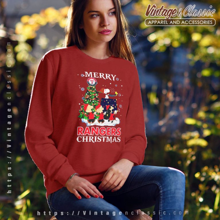Snoopy And Friends Merry Texas Rangers Christmas Sweatshirt Snoopy And Friends Merry Texas Rangers Christmas Sweatshirt
