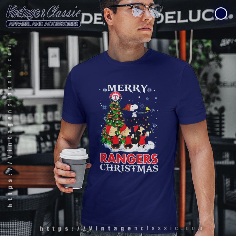 Snoopy And Friends Merry Texas Rangers Christmas T Shirt Snoopy And Friends Merry Texas Rangers Christmas T Shirt