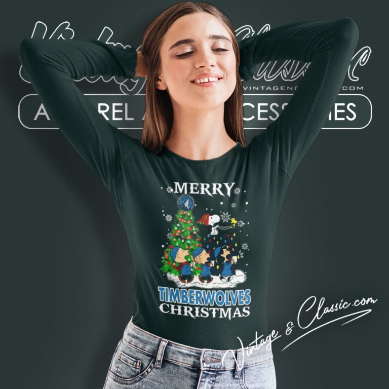 Snoopy And Friends Minnesota Timberwolves Merry Christmas Long Sleeve Tee Snoopy And Friends Minnesota Timberwolves Merry Christmas Long Sleeve Tee