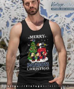 Snoopy And Friends New England Patriots Merry Christmas Tank Top Racerback